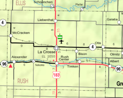 拉什县交通（英语：Kansas Department of Transportation）地图（图例）