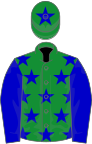 Green, blue stars and sleeves, green cap, blue star