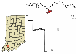 Location of Petersburg in Pike County, Indiana.