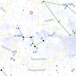This is a map that pinpoints V762 Cassiopeiae location.