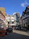 View down a pedestrianised street.