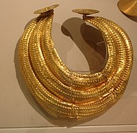 Irish gold "gorget", 800-700 BC, found Tonyhill, Co Clare. NMI, Dublin