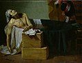 The Death of Marat by Guillaume-Joseph Roques, 1793, with a knife lying on the floor at lower left