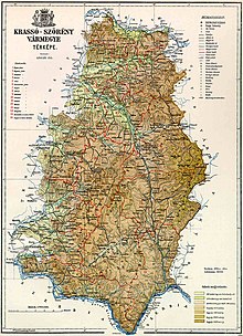 Map of Krassó-Szörény county in the Kingdom of Hungary