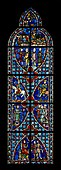 圣味增爵（St. Vincent of Saragossa）传说中的场景；1245–1247； 有色玻璃（pot-metal）、玻璃漆和铅；尺寸：373.4 x 110.5公分； 大都会艺术博物馆