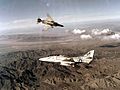 TA-4J Skyhawk and F-4 Phantom during air combat maneuvering 1980