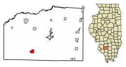 Location of Oakdale in Washington County, Illinois.