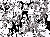 Cartoon of the riot during Schoenberg's concert