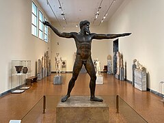 The bronze statue of Zeus or Poseidon, the Artemision Bronze in room 15