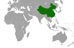 Map indicating locations of China and Djibouti