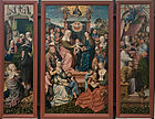 Master of Frankfurt, St. Anne Altarpiece, circa 1505, 126 cm × 212 cm (50 in × 83 in), Historical museum, Frankfurt. Created ca. 1505 for the Monastery of the Dominican Order in Frankfurt.