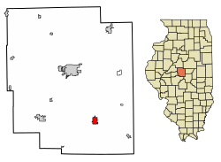 Location of Mount Pulaski in Logan County, Illinois.