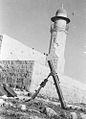 Palmach 3 inch mortar in front of Lydda mosque. 1948