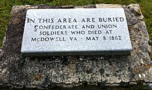 Plaque in cemetery in McDowell