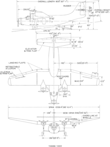 3-view line drawing of the Northrop YC-125 Raider
