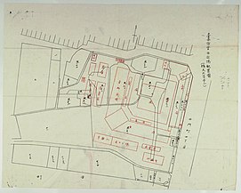 日治时期的西市场配置图，其中图中的“鱼セリ场”即本栋建筑