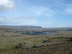 View from Hellisheiði down over Hveragerði