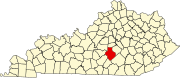 Map of Kentucky highlighting Casey County