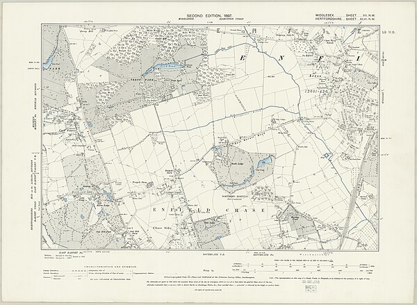 Map of part of Enfield Chase in 1897