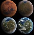What Mars might look like at various stages while being terraformed