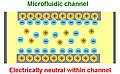 Microfluidic channel, electrically neutral inside the channel[18]