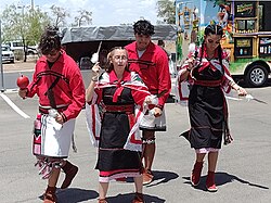 Young members of Ysleta del Sur Pueblo perform a traditional dance at summer festival, June 2022.