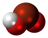 Space-filling model of the bromous acid molecule
