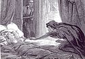 Illustration that accompanied the first publication of lesbian vampire novella Carmilla in The Dark Blue magazine (1872)