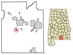 Location of Carolina in Covington County, Alabama.