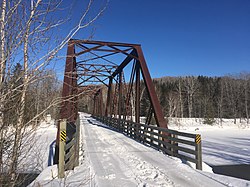 International Appalachian Trail on old rail road bridge in Upsalquitch