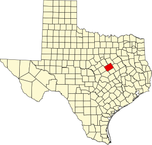 Map of Texas highlighting McLennan County