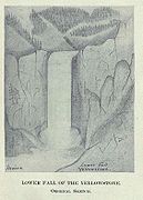 Original sketch of lower Yellowstone Falls by private Moore