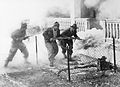 Palmach soldiers attack the San Simon monastery in Katamon, Jerusalem, April 1948 (battle reconstruction)