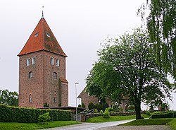 The free standing tower at St. Søren's Church