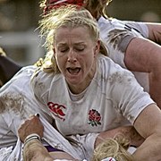 Tamara Taylor mid scrum