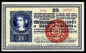 25 Korona (1920, using a 1918 base note)