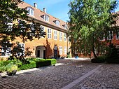 One of the courtyards to the rear of the building