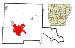 派恩布拉夫在傑佛遜縣與阿肯色州的位置