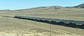 A passenger train on the Trans-Caspian Railway line east of Ashgabat, Turkmenistan