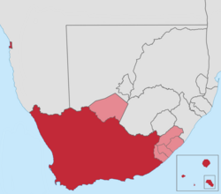 The Cape Colony in 1885 shown in red.