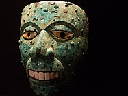 绿松石摩赛克的面具，墨西哥，公元 1400-1500 年