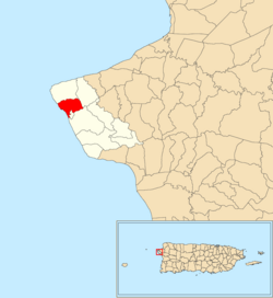 Location of Ensenada within the municipality of Rincón shown in red