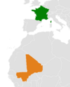 Location map for France and Mali.