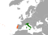 Location map for Italy and Portugal.
