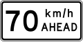 Road works speed limit ahead - 70 km/h