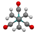 Structure of Ru(trimethylenemethane)(CO)3, viewed down C3 axis.[7]