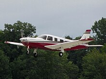 A red and white airplane