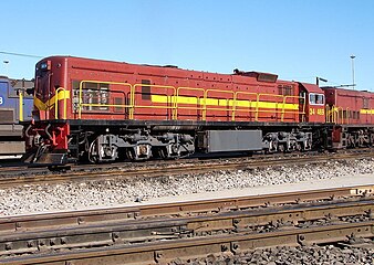 No. 34-469 (ex Kenya Railways no. 9511) at Saldanha, Western Cape, in SAR Gulf Red and whiskers, 19 August 2010