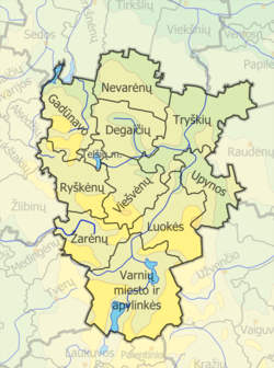 Map of Telšiai district municipality