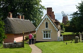 Almshouses at the parish church of St John in Thaxted, England